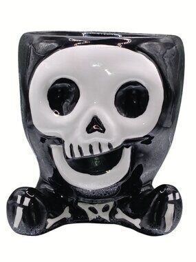 Skeleton Ceramic Container Goth Planter Office Desk & Kitchen Counter Organizer
